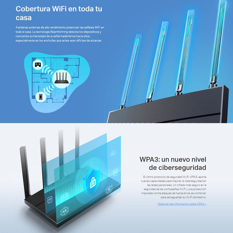 Router WiFi 6 AX1500 TP-Link Archer AX12 de Doble Banda a 1501Mbps con Puertos LAN Gigabit