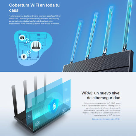 Router WiFi 6 AX1500 TP-Link Archer AX12 de Doble Banda a 1201Mbps con Puertos LAN Gigabit