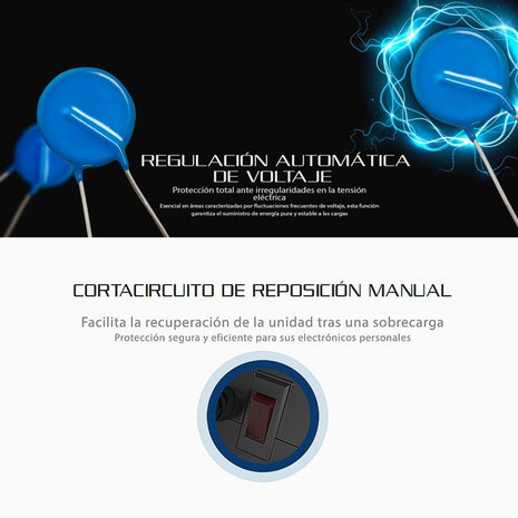 Regulador Automático de Voltaje Forza FVR-1011 1000VA/500W 4 Tomas NEMA 5-15R Protección AVR