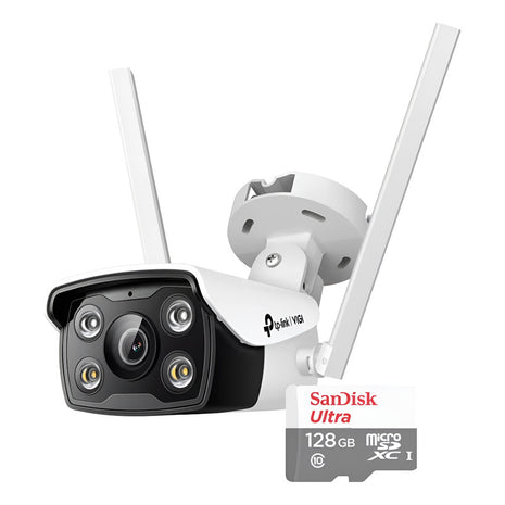 Cámara Wifi Exterior Bullet 4mp, Tp-link Vigi C340-w + 128gb