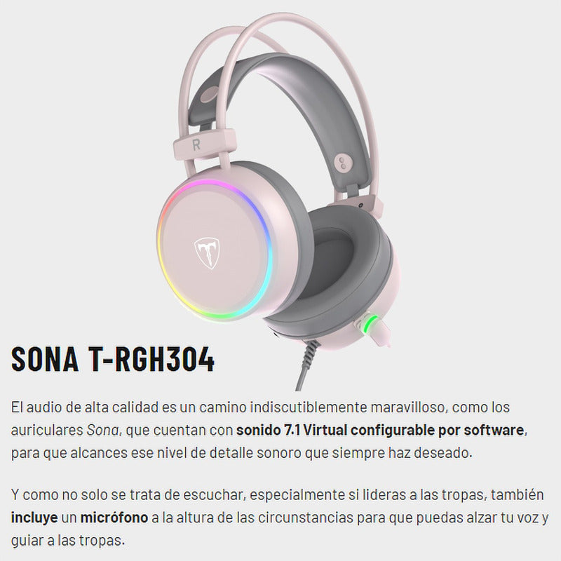 Diadema Gamer Usb T-dagger T-rgh304p Sona, Rgb / 7.1 Virtual