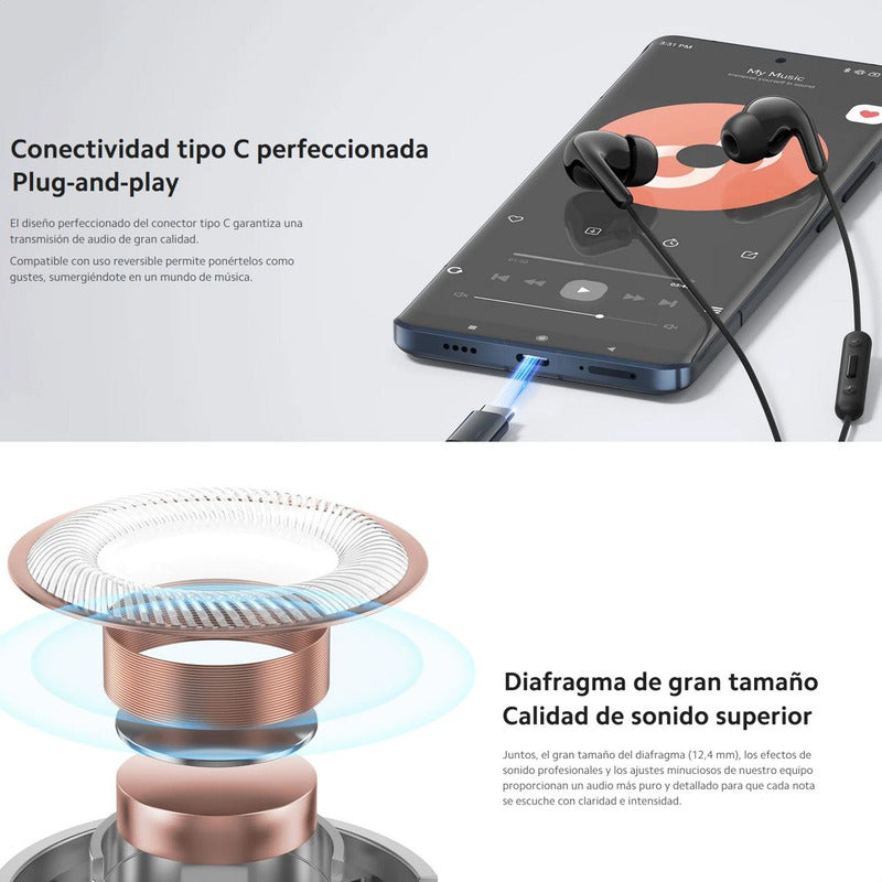 Auriculares Xiaomi Conexión Type-C con Control Integrado y Micrófono HD, Blanco