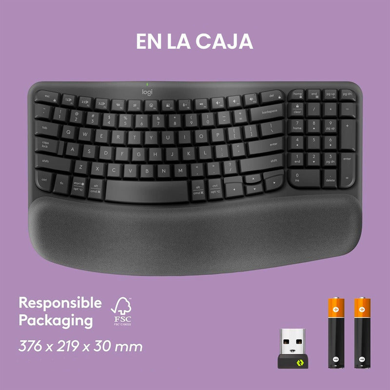 Teclado Ergonómico Inalámbrico Logitech Wave Keys, Bt / Bolt