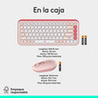 Combo Teclado Y Mouse Bluetooth, Logitech Pop Icon, Rosado