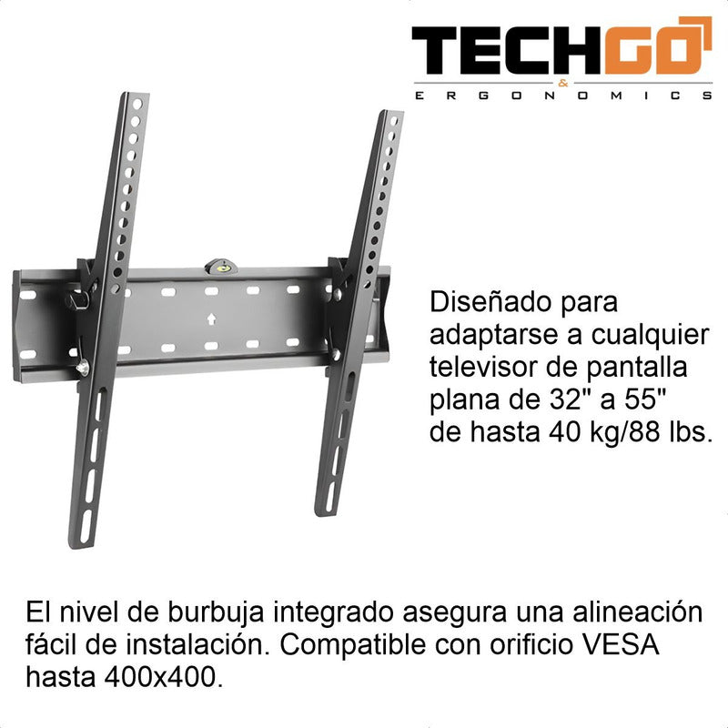 Soporte Pared Fijo Inclina Tv 32''»55''/40kg Techgo Spf-4402 Negro