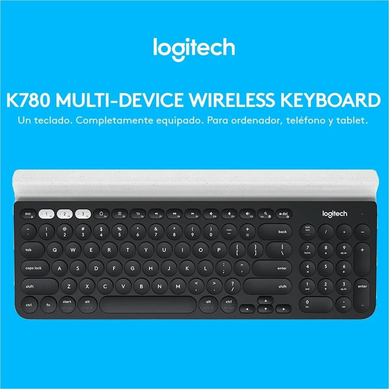 Teclado Multi-dispositivo Logitech K780, Bluetooth + 2.4ghz