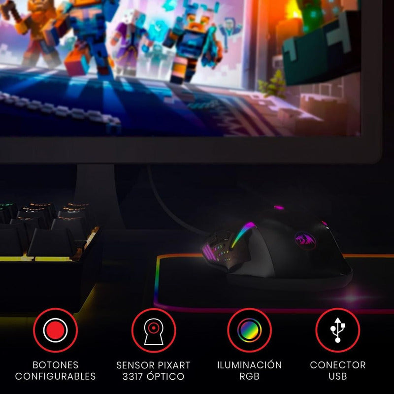 Combo Gamer Redragon Teclado K503a Rgb Esp + Mouse M601 Rgb