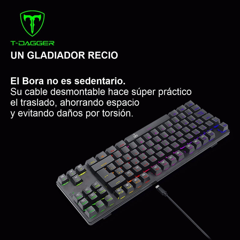 Teclado Gamer Mecánico Tkl T-dagger T-tgk315-rd Bora Rgb
