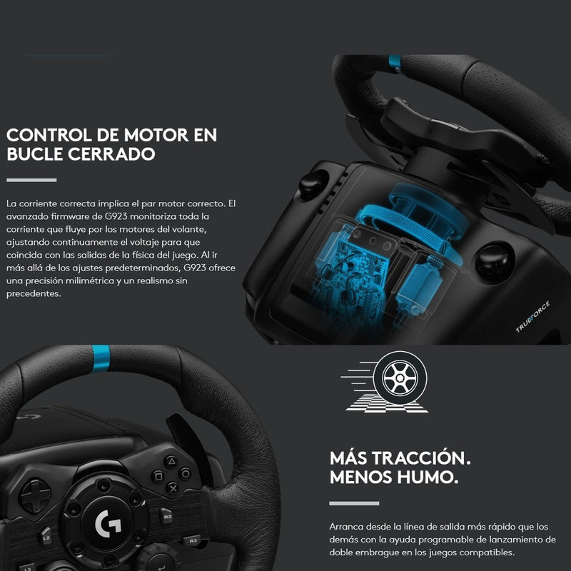Volante De Carreras Logitech G923 Trueforce, Pc / Ps5 | Ps4 Negro