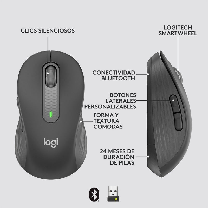 Mouse Inalámbrico / Bluetooth Logitech Signature M650 L, Blk