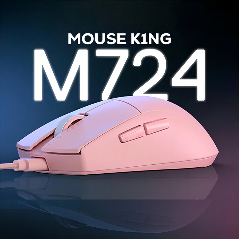 Mouse Gamer Redragon K1ng Rgb Rosa M724p-1k Alámbrico 12,400 Dpi Ultraligero, Polling 1000hz
