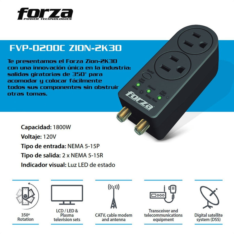 Protector De Voltaje 110/120v Forza Fvp-0200v Zion 2k30