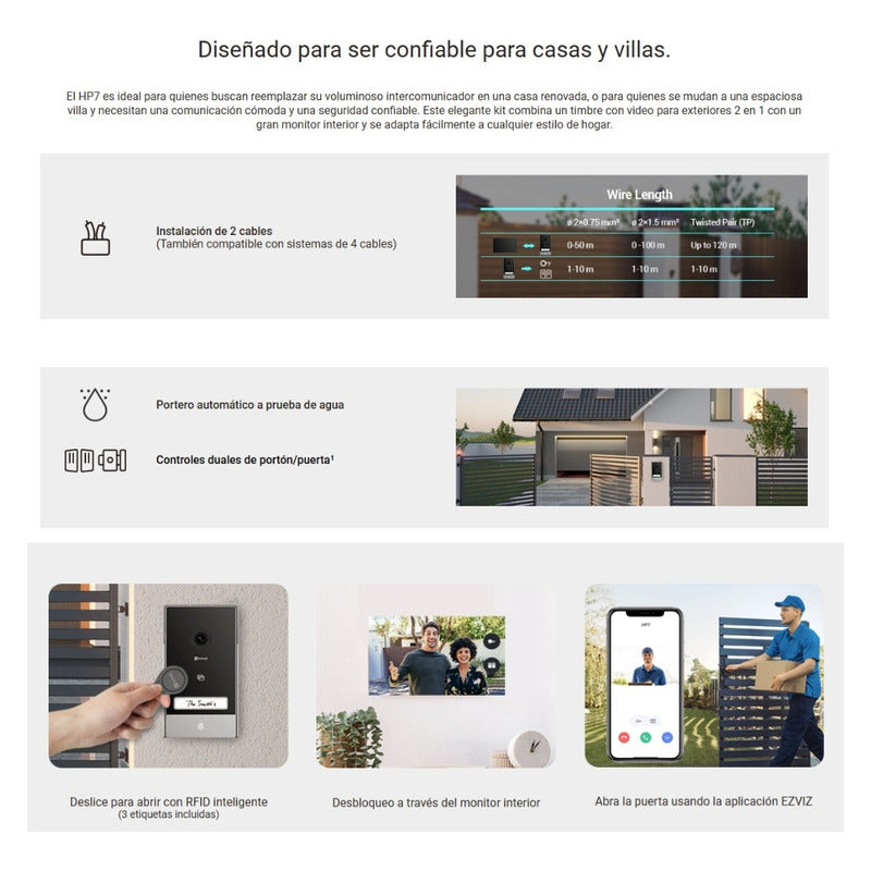 Video Portero Digital Inteligente 3mp Wifi, Ezviz Hp7