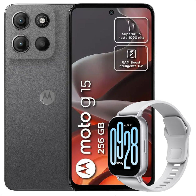 Celular Motorola Moto G15 256gb/4gb Gris + Watch 5 Active