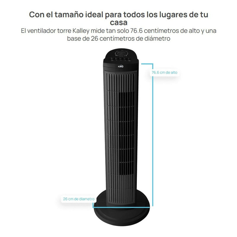 Ventilador De Torre Kalley Tf60n 3 Vel Giro 60° Temporizador