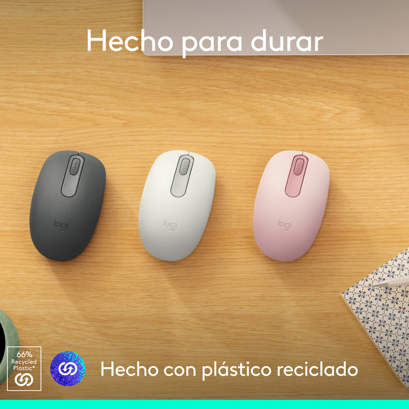 Mouse Inalámbrico Bluetooth Logitech M196 Diseño Ambidiestro Cómodo y Compacto - Blanco