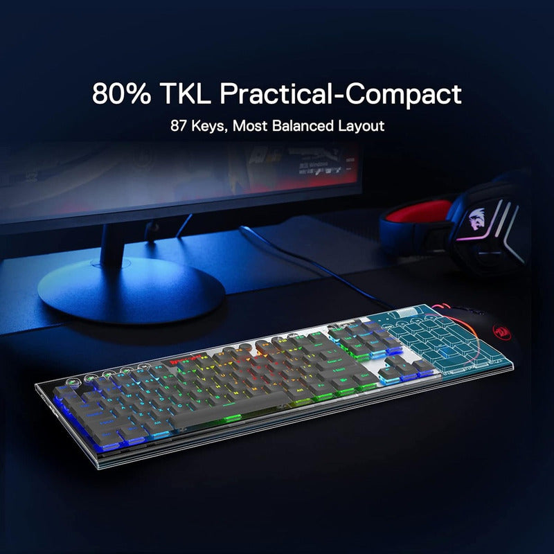 Teclado Gamer Inalámbrico Redragon K621w Rgb Horus Tkl, Red
