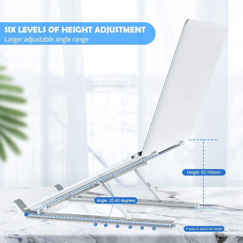 Base Portátil Ergonómica Reclinable 7 Niveles, Plástico, Blanco