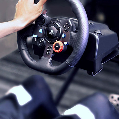 Timón de Carreras Logitech G29 Driving Force Feedback PS5 PS4 PC Volante 900° Cuero Genuino Pedales Acero
