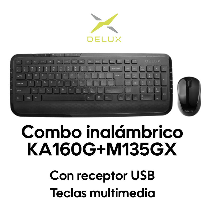Combo Inalámbrico Delux Multimedia + Pad Mouse Small 25x21cm