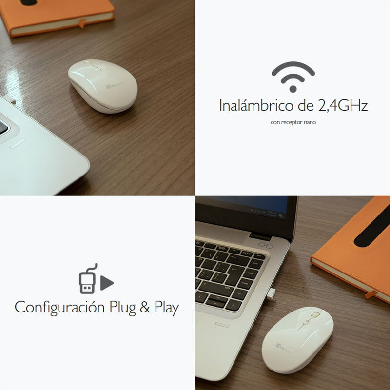 Mouse Inalámbrico Slim Klip Xtreme Kmw-335wh Arrow 4 Botones