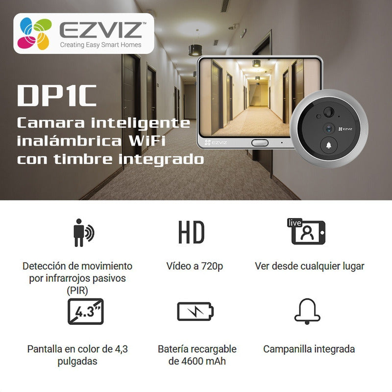 Videoportero Cámara Wifi Inteligente Alarma Audio Ezviz Dp1c