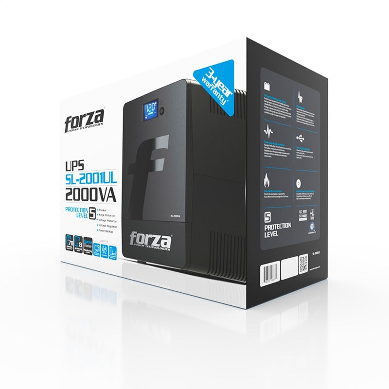 UPS Interactiva Forza SL-2001UL 2000VA/1200W Regulador Voltaje AVR Pantalla LCD Táctil Administración USB