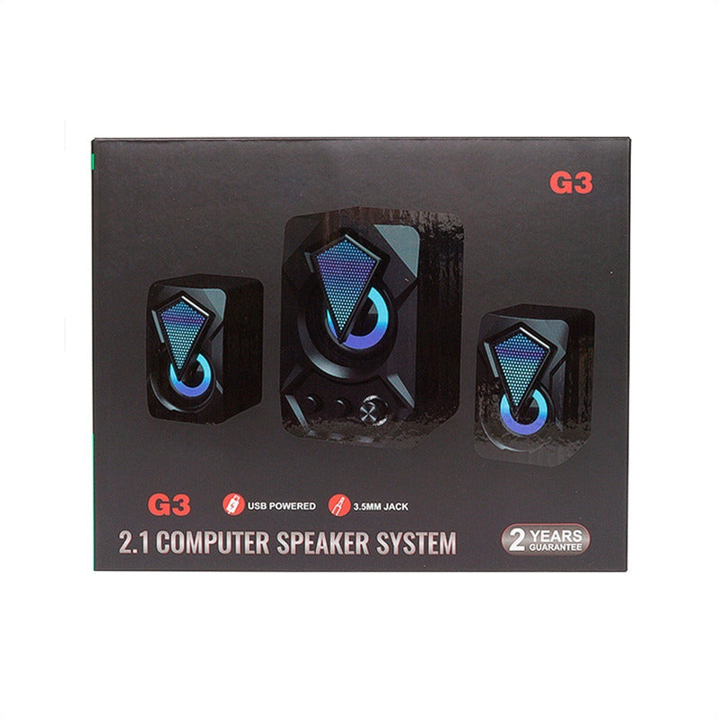 Parlantes Gamer 2.1 G3 Rgb Para Pc / Portátil, 11 Watts Rms