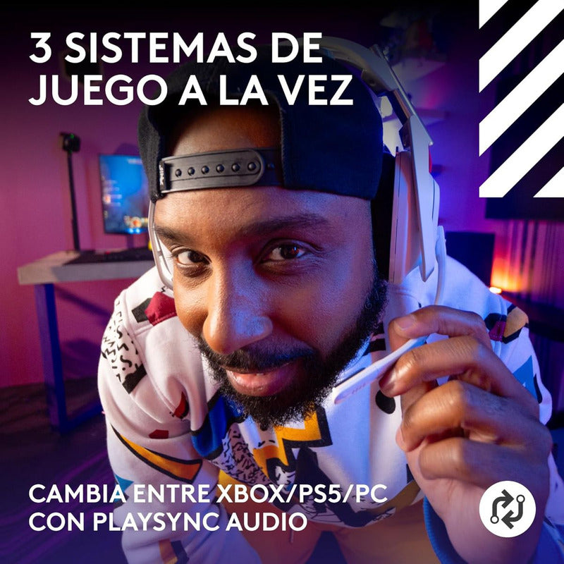 Diadema Gamer Logitech Astro A50 Gen5 Lightspeed + Base, Blanco