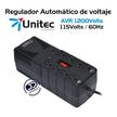 Regulador de Voltaje Automático Unitec de 1200VA con 8 Tomas Protegidas