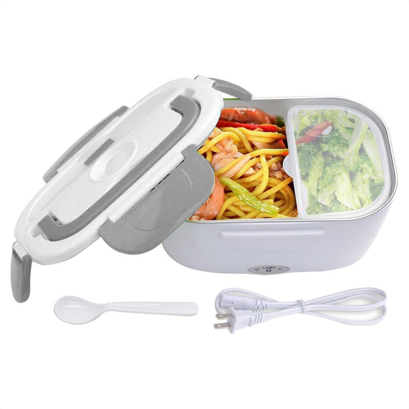 Lonchera Eléctrica Kalley Porta Comida 1.1lt, Garantía 1 Año Blanco/gris