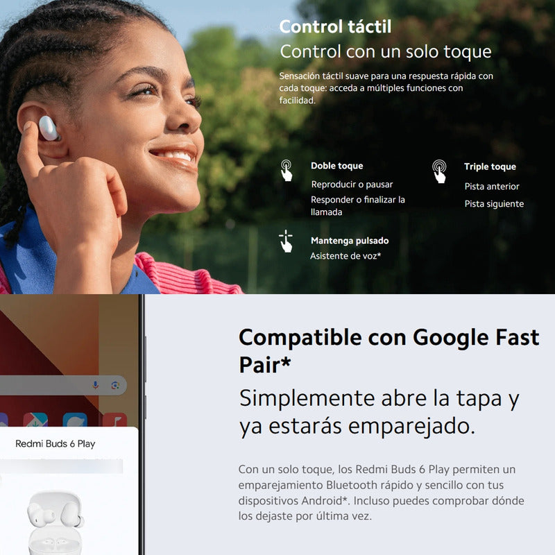 Xiaomi Redmi Buds 6 Play Auriculares Táctil Audifonos Wht