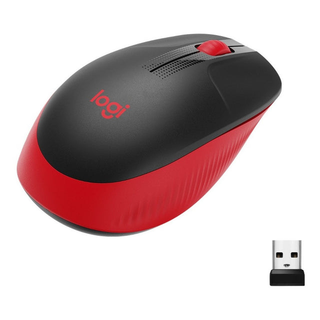 Mouse Inalámbrico Full-size Logitech M190, Confortable, Rojo