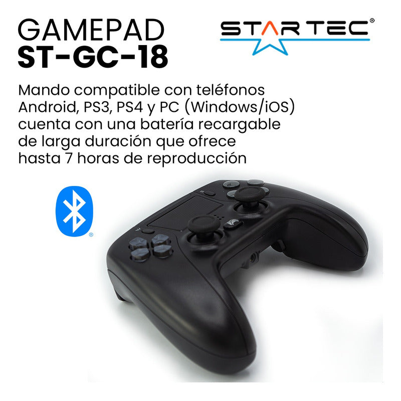 Gamepad Inalámbrico Startec St-gc-18 Para Pc Y Ps4, Negro