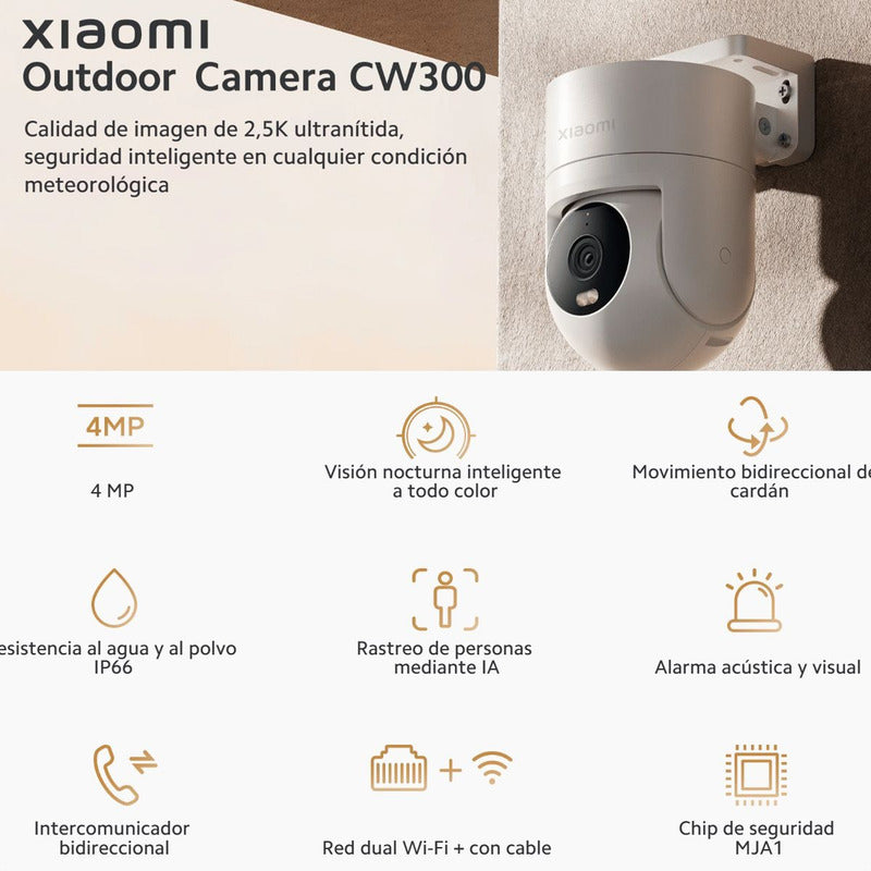 Xiaomi Cw300, Cámara Seguridad Exterior 4mp + Micro Sd 128gb