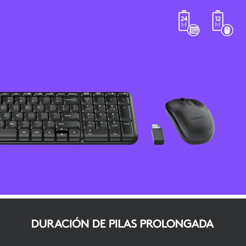 Combo Teclado Compacto Y Mouse Inalámbricos, Logitech Mk220 Negro Negro