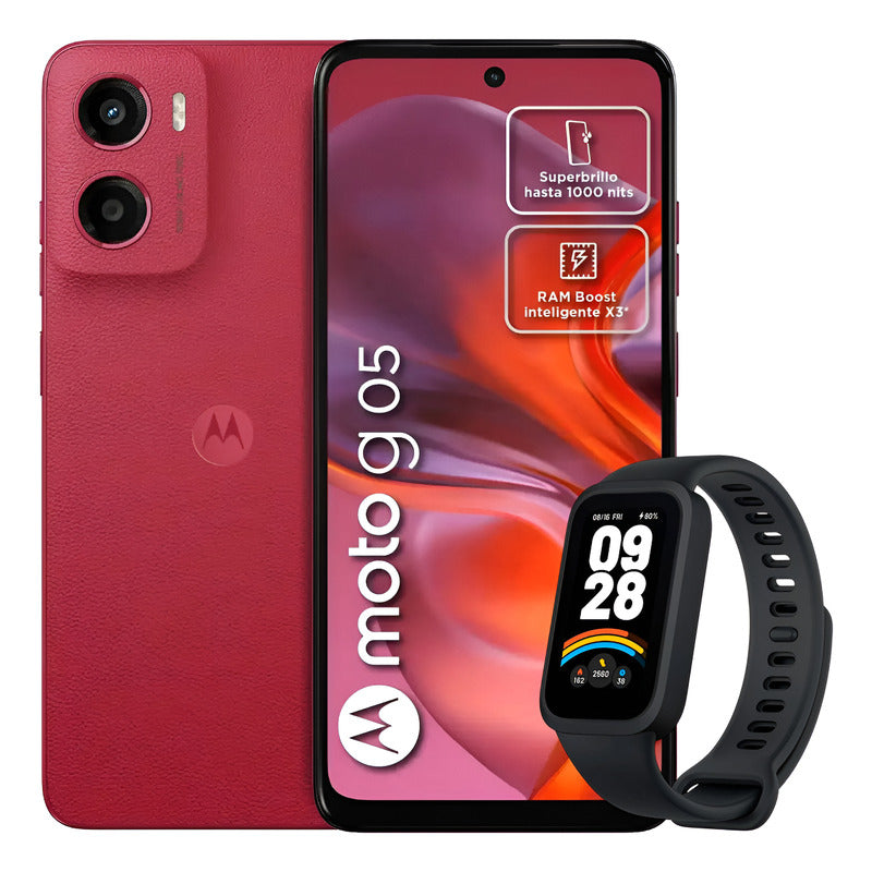 Celular Motorola Moto G05 128gb/4gb Rojo + Mi Band 9 Active