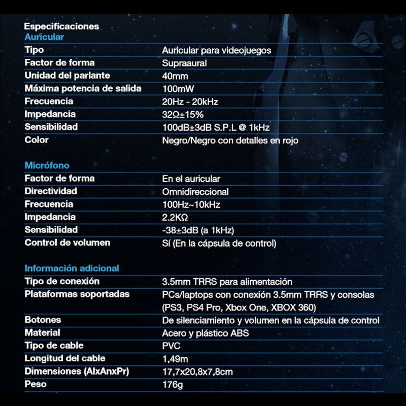 Monoauricular Gamer Xtech XTH-520RD Molten con Micrófono Flexible y Control / Plug de 3.5mm