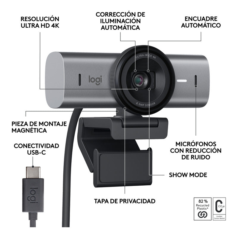 Cámara Web Logitech Mx Brio Ultra Hd 4k Para Colaboración