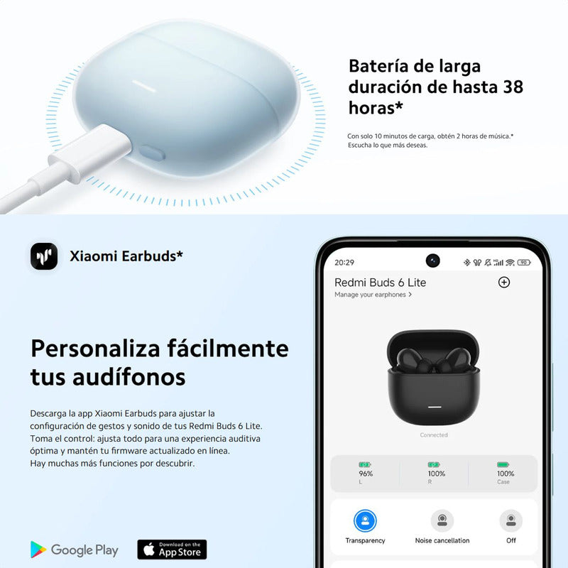 Xiaomi Redmi Buds 6 Lite Auriculares Táctil Anc Llamadas Blu