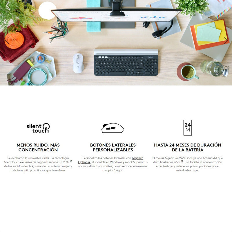 Mouse Inalámbrico / Bluetooth Logitech Signature M650, Pnk