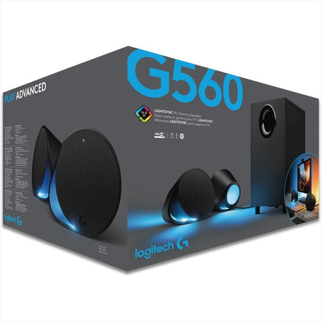 Parlantes Gamer Logitech G560 RGB LIGHTSYNC USB 240W/120W RMS DTS:X Ultra Sonido Envolvente 2.1 Bluetooth