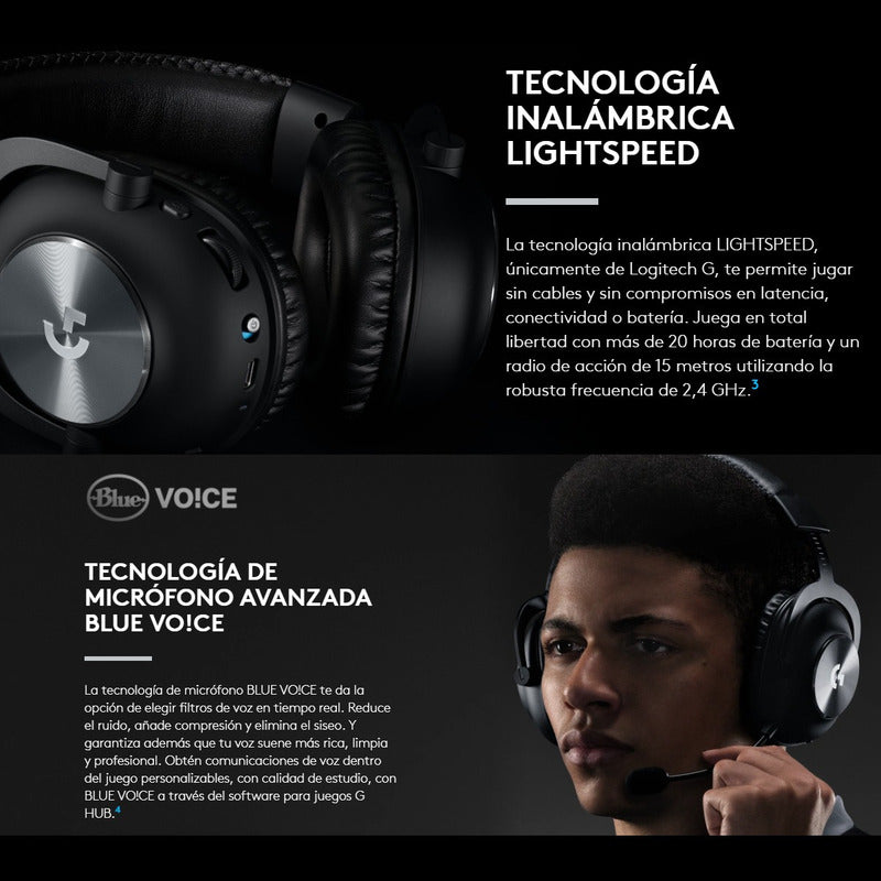 Diadema Gamer Profesional Logitech G Pro X Wireless 7.1 Dts Negro