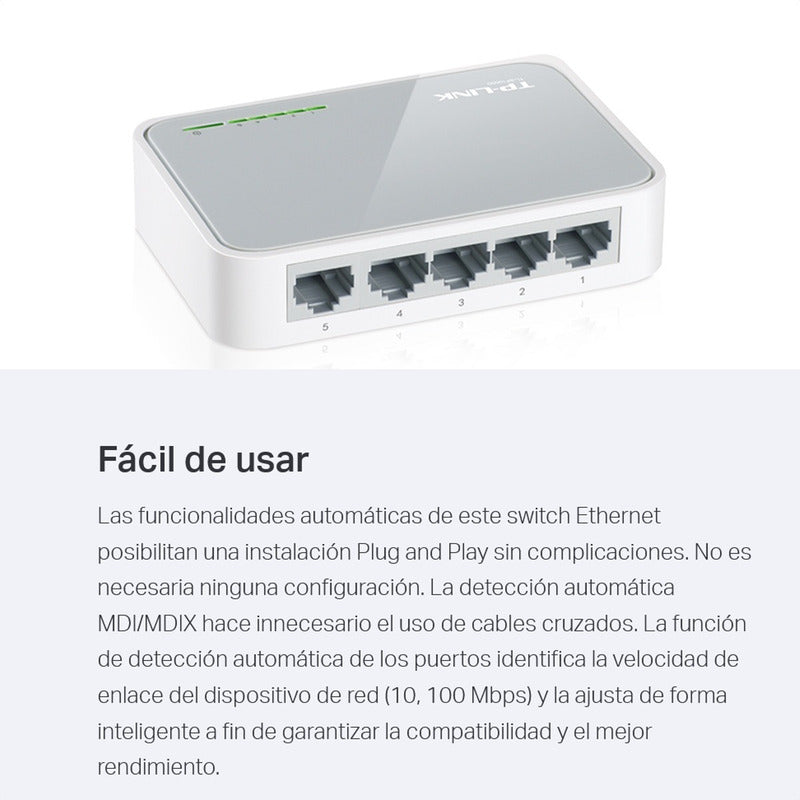 Switch De Escritorio De 5 Puertos 10/100, Tp-link Tl-sf1005d