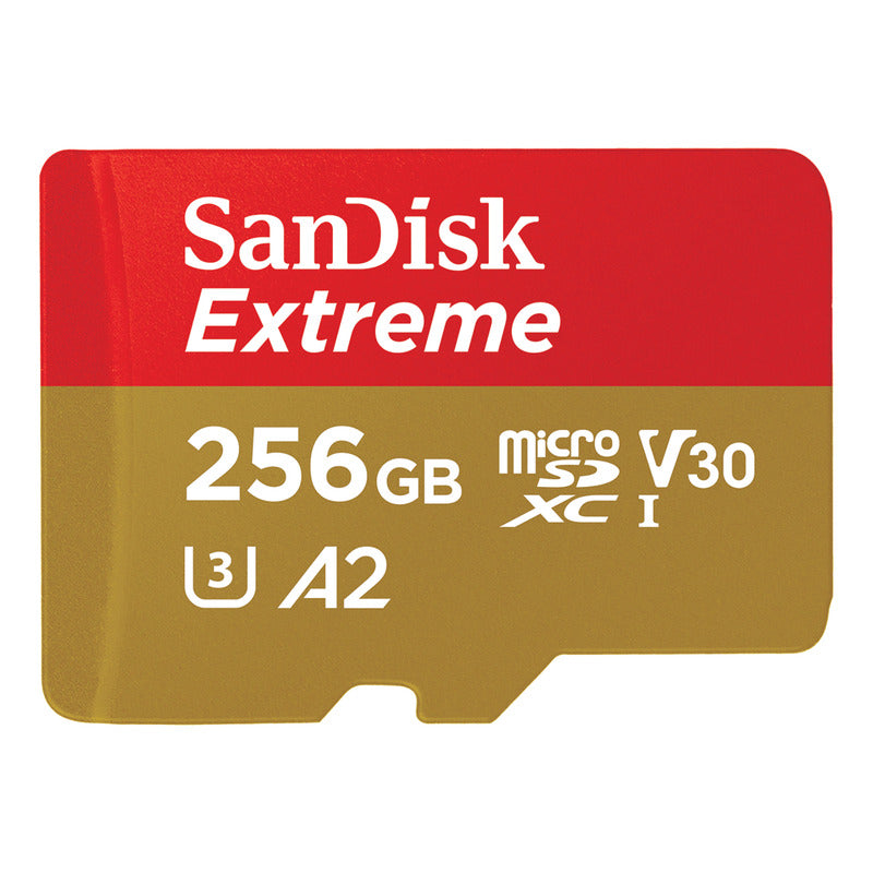 Memoria Micro SD 256GB SanDisk Extreme 190MB/s A2 V30 U3 4K UHD GoPro Drone con Adaptador SD - Original