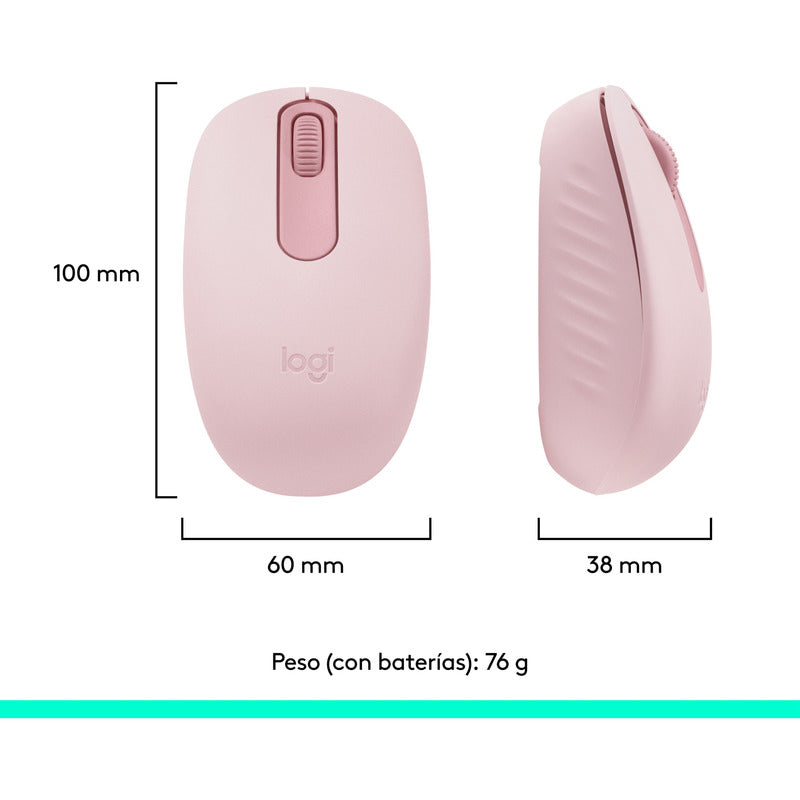 Mouse Inalámbrico Bluetooth Logitech M196 Diseño Ambidiestro Cómodo y Compacto - Rosado
