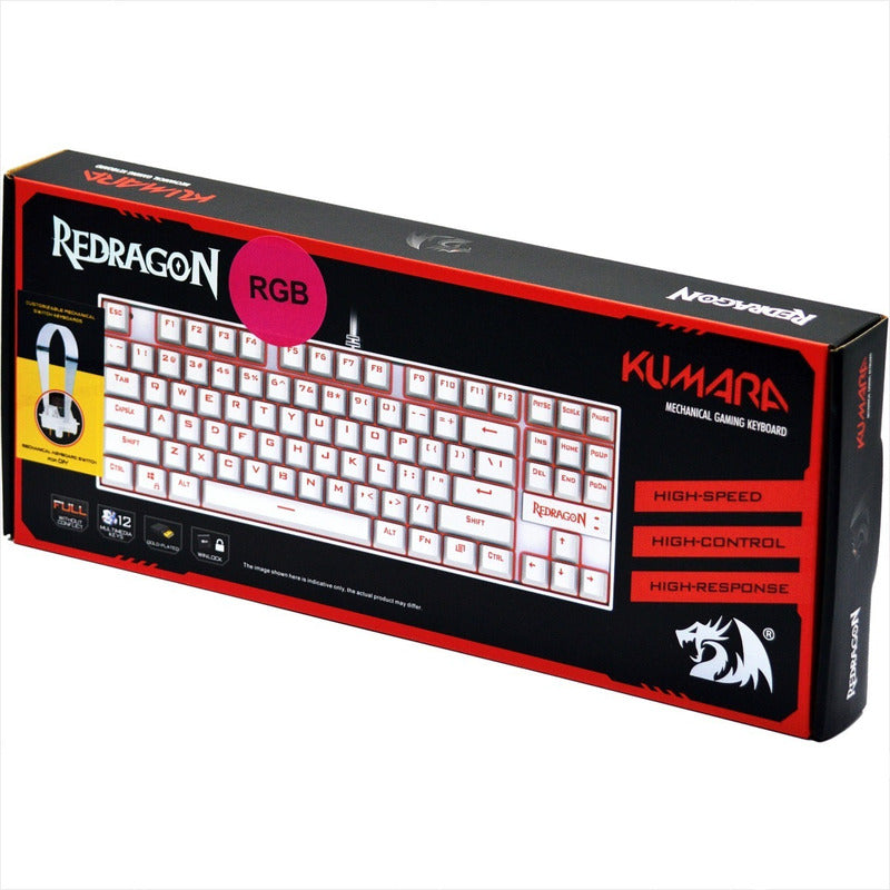 Teclado Mecánico Redragon K552rgb Kumara Blanco, Switch Rojo Español Latinoamérica