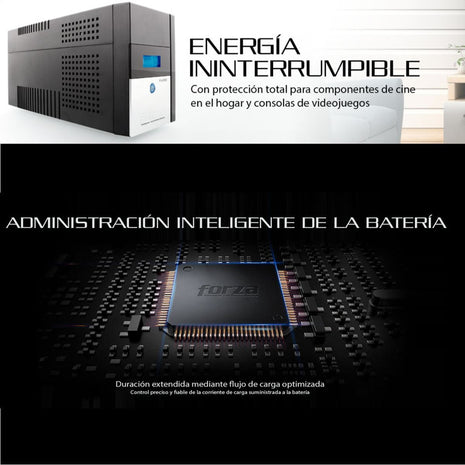 UPS Interactiva Forza FX-2200LCD 2200VA/1200W 8 Tomas AVR Pantalla LCD Administración Remota USB