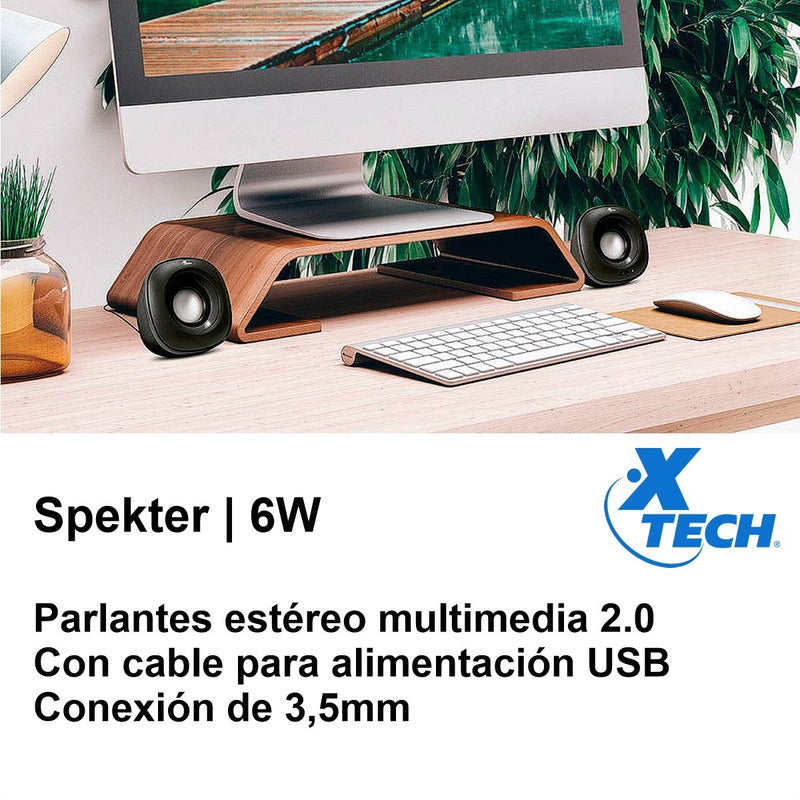 Parlantes Usb Estéreo Multimedia 2.0 Xtech Spekter Xts-115bk