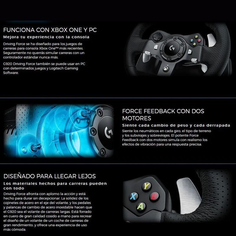 Timón Logitech G920 Para Pc / Xbox X|s One + Palanca Cambios